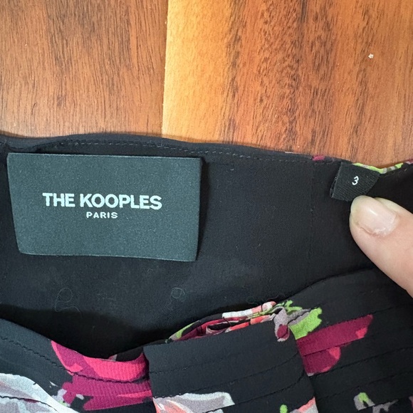 The Kooples Black and Pink Floral A-Line Skirt - Picture 3 of 6